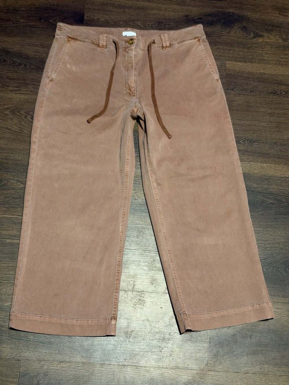 J. Jill Wide Leg Cropped Pants Women's Size 14 Regular Brown Drawstring Tencel